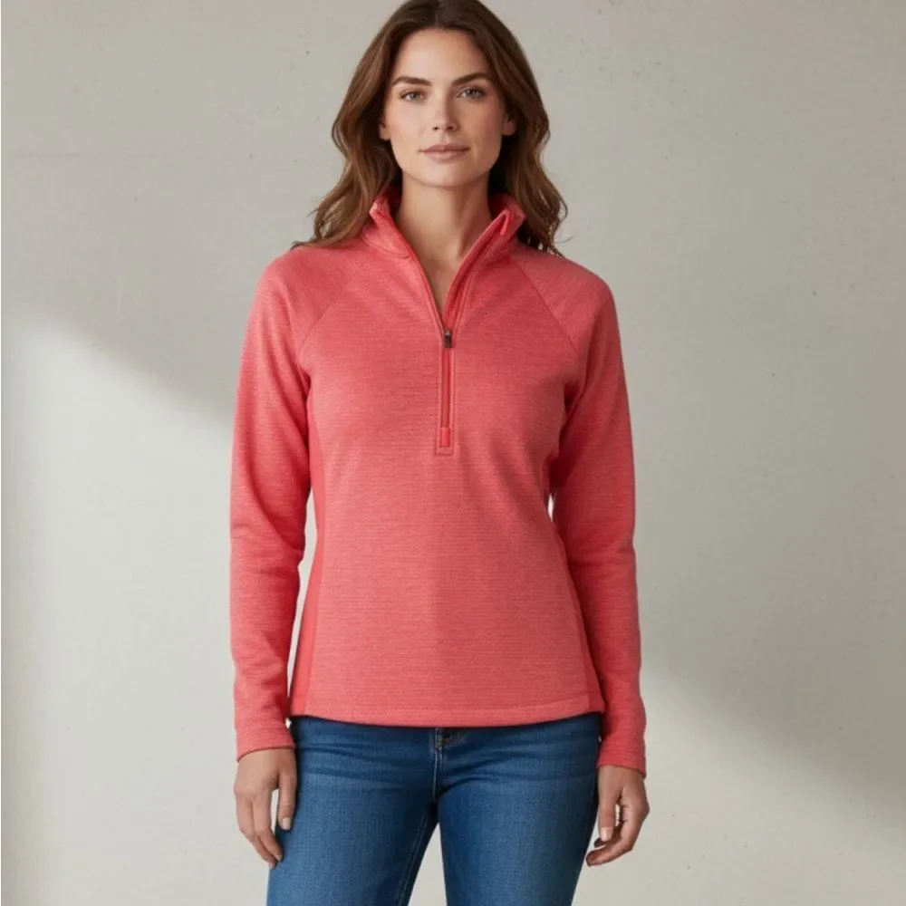 Columbia - Coral Pink Orange Long sleeve shirt pullover 1/2 zip size Small